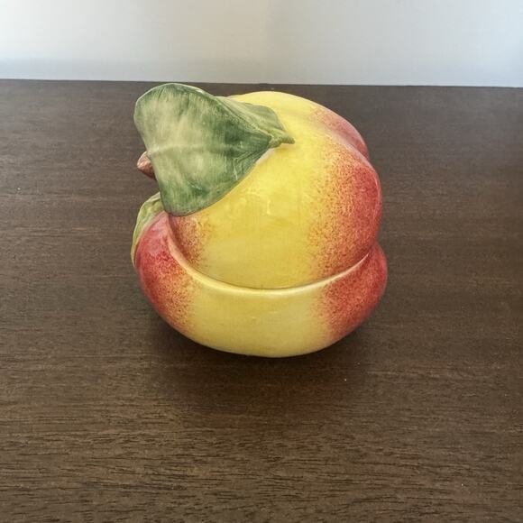 Vietri Apple Trinket Box Covered Dish w/ Lid Made In Italy Hand Painted Numbered - Picture 4 of 16